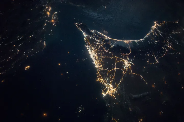 ISS-49 Iran, United Arab Emirates and Oman at night