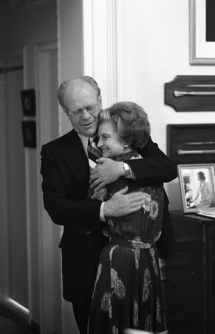 President and Mrs. Ford as they watch the election returns - NARA - 7027908