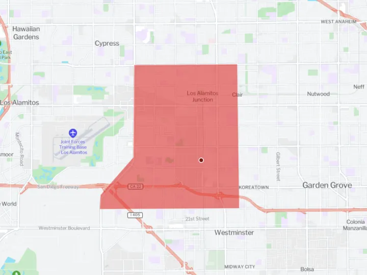 Garden Grove Chemical Leak Evacuation Map