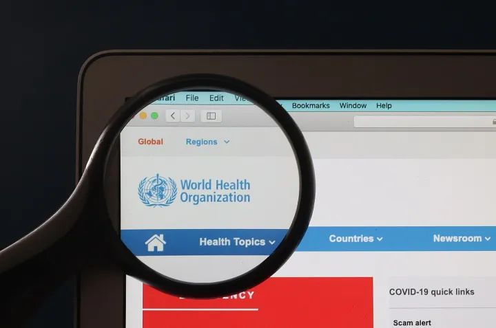 WHO World Health Organization website on Coronavirus pandemic COVID-19