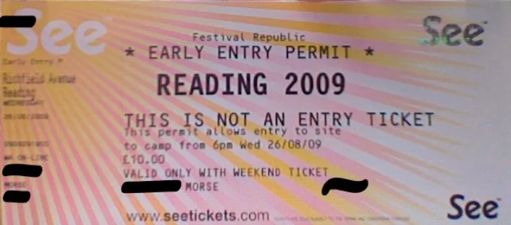 Reading 2009 Early Entry ticket