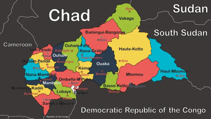 Central African Republic Prefectures Map