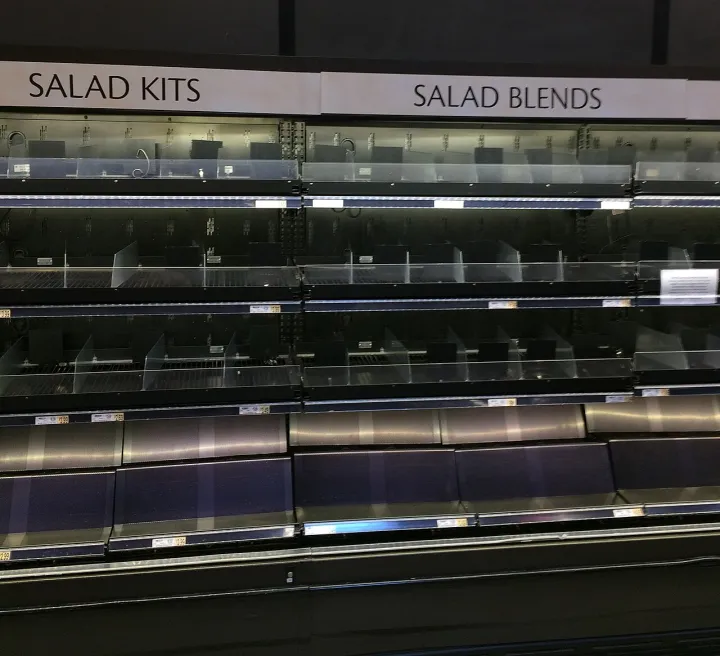 Cleared grocery shelves after salmonella outbreak in 2018