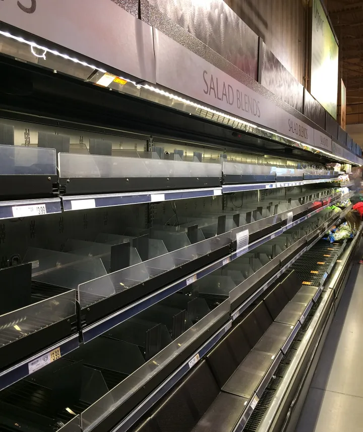 Cleared grocery shelves after salmonella outbreak (2018)