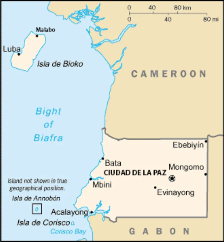 Map of Equatorial Guinea with correct Capital