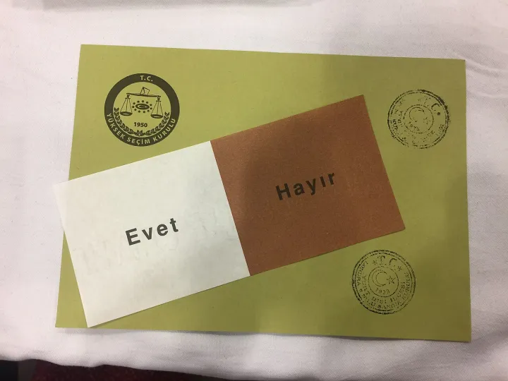 Turkish constitutional referendum vote and envelope