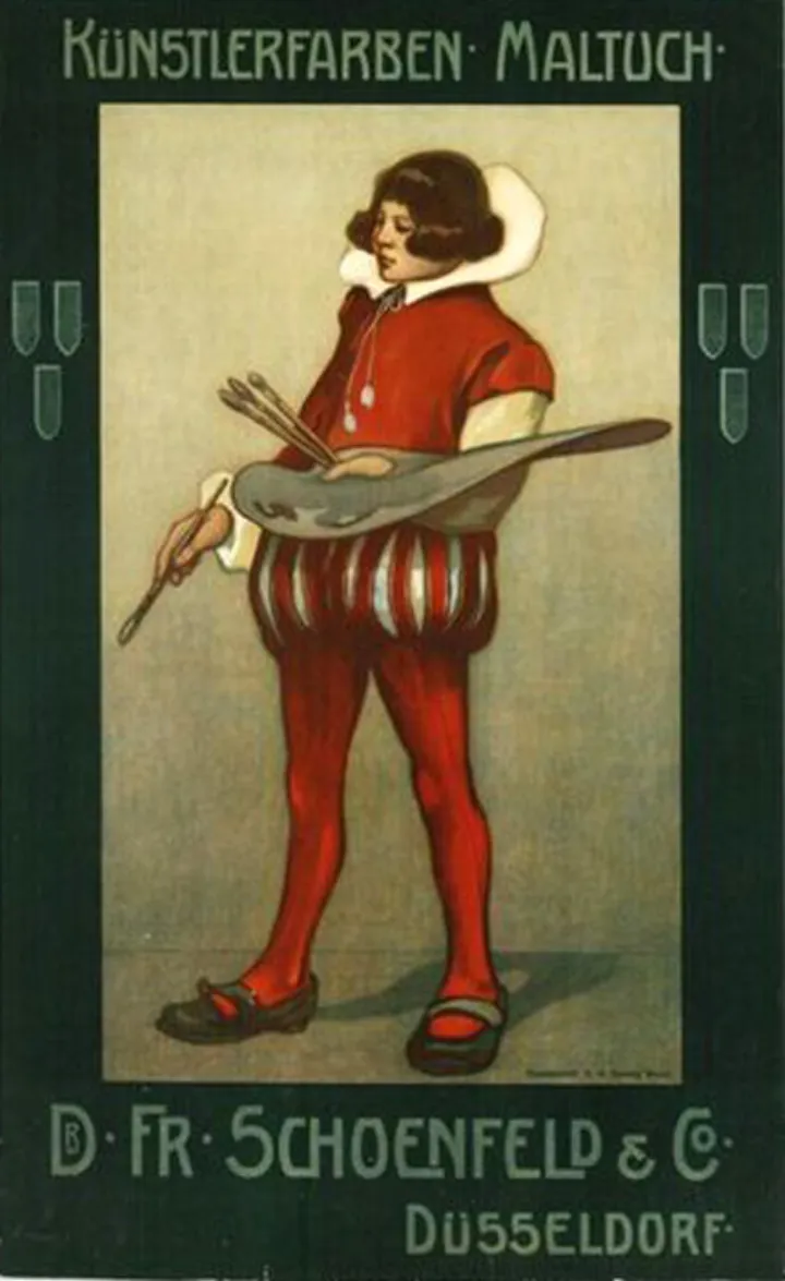 Plakat Künstlerfarben Maltuch, Dr. Fr. Schoenfeld & Co. Düsseldorf