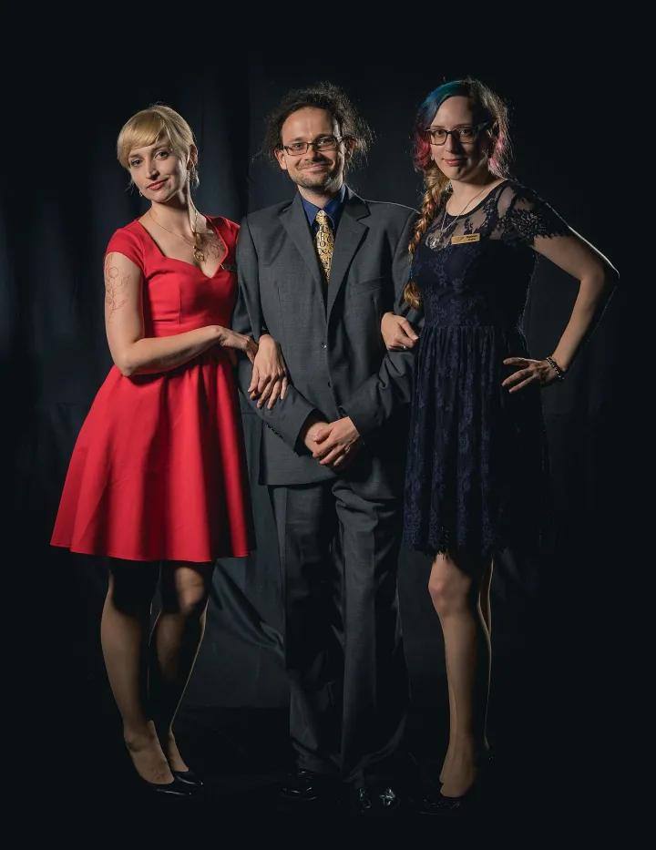 Portrait photoshoot at Worldcon 75, Helsinki, before the Hugo Awards – Marta, Marcin and Magdalena