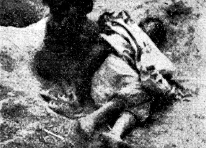 Old woman and child killed by a US airstrike, 1950