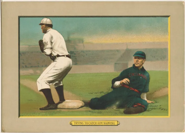 Trying to catch him napping, baseball card portrait LCCN2007685714.tif