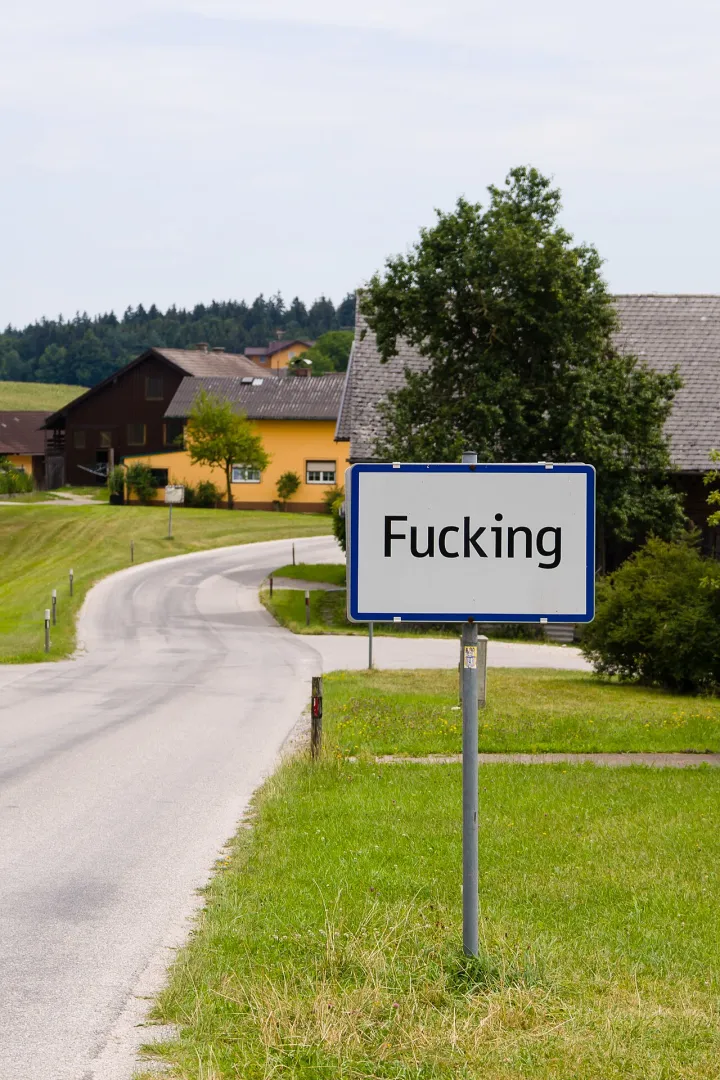 City limit sign of Fucking, Austria