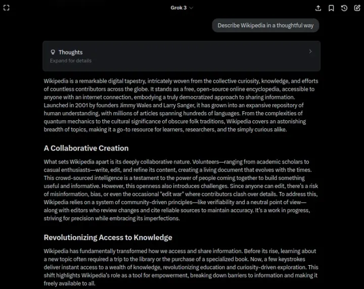 Grok chatbot example screenshot.webp
