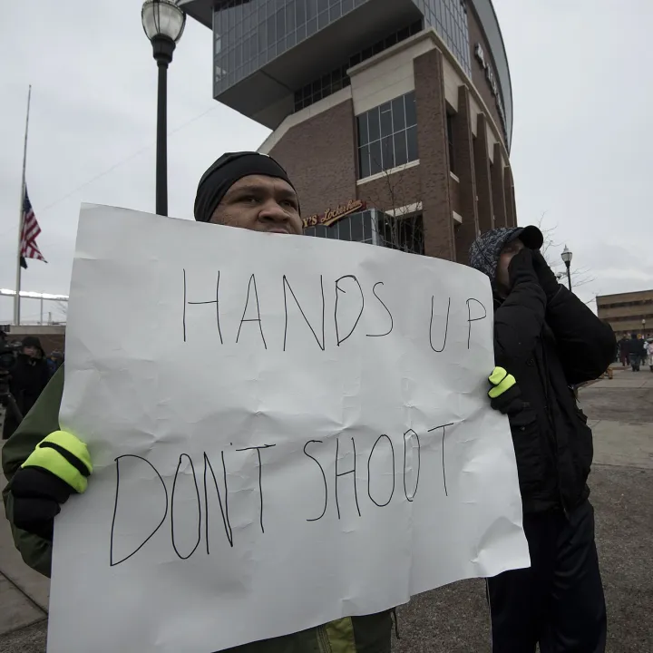 Protest against police brutality- "hands up, don't shoot" (15782553128)