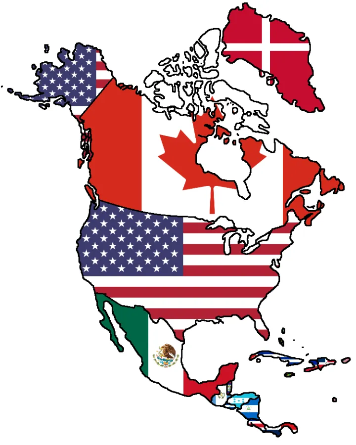 Flag map of North America and Central America