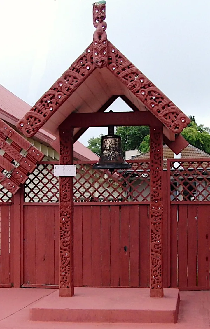 Ohinemutu, the Bell of ceremonie in Tamatekapua Meeting House