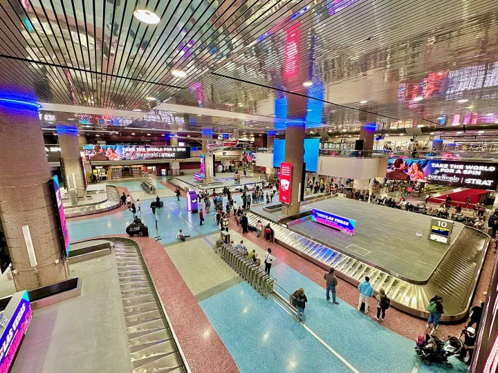 Baggage claim carousels at Harry Reid International Airport in Las Vegas, Nevada