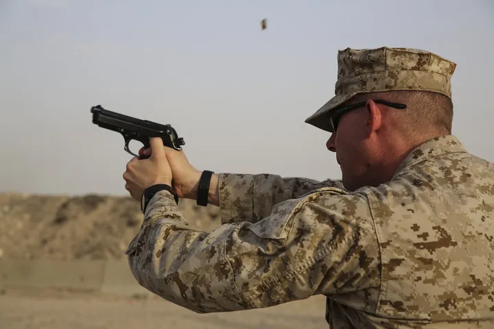 U.S. Marines stay sharp with competitive pistol range 150720-M-RY644-064