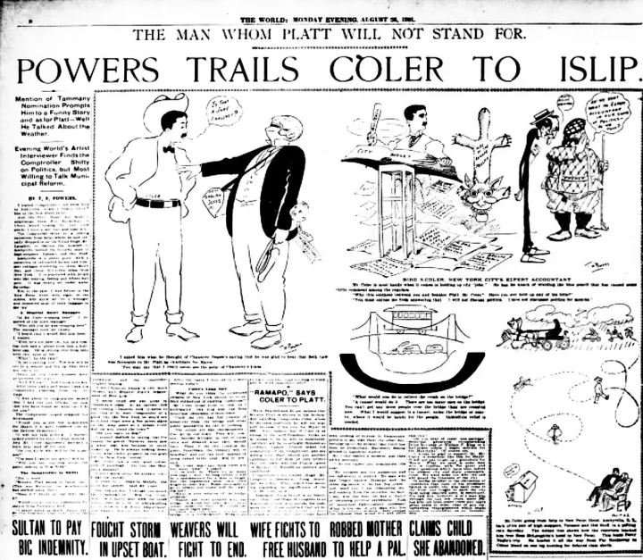 Published investigative report written and illustrated by newspaper cartoonist T. E. Powers, 1901