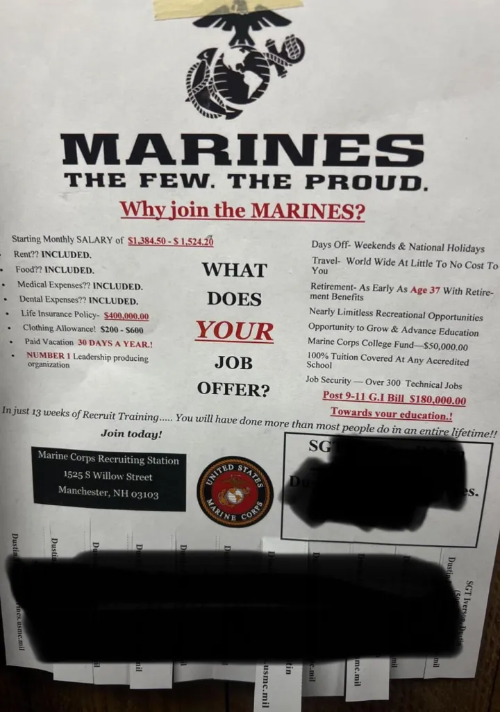 "Why join the Marines? What does your job offer?"