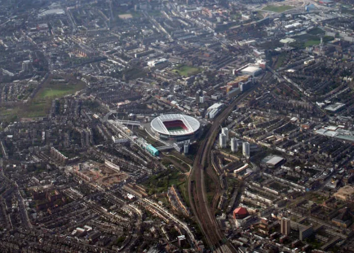 Emirates Stadium, Highbury and its surrounds from the air