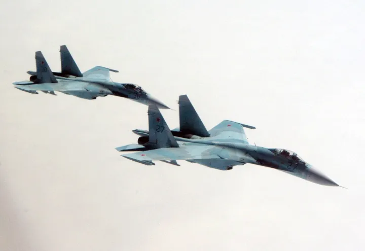 Two Russian Su-27 Flanker aircraft