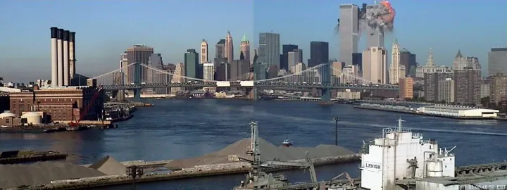 American Airlines Flight 11 approach (third frame)