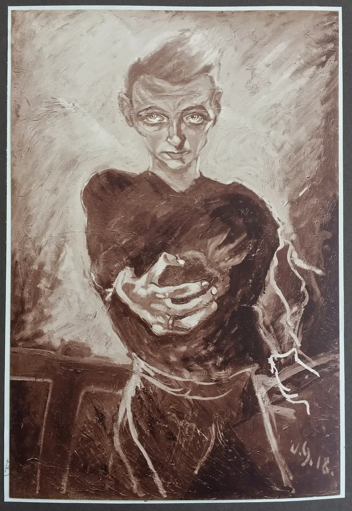 B.51 Walter Gramatté. Mann mit Herz (Selbst). Man with Heart (Self). 1918