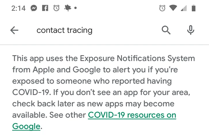Google Play SARS-CoV-2 tracking apps notice (October 2020)