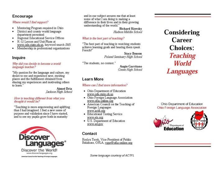 Considering career choices - teaching world languages - DPLA - f14d6c49cfaae4fb173398442ce8aabb