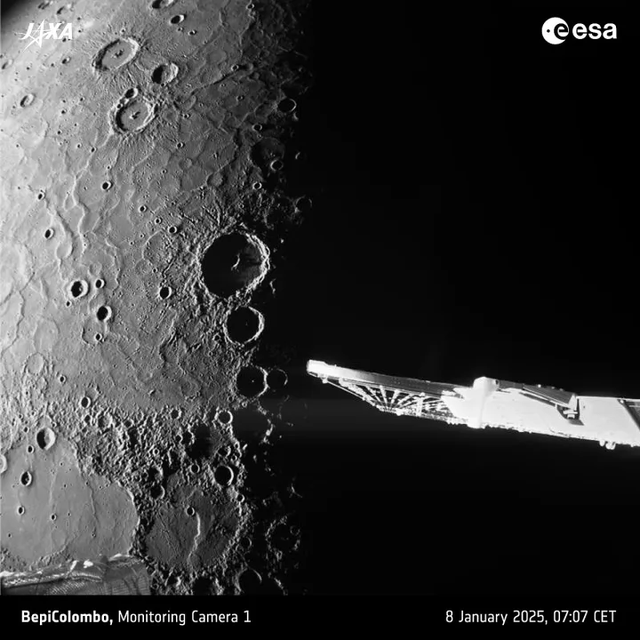Mercury's shadowy north pole revealed by M-CAM 1 (with labels) ESA505325 - Mercury s shadowy north pole revealed by M-CAM 1