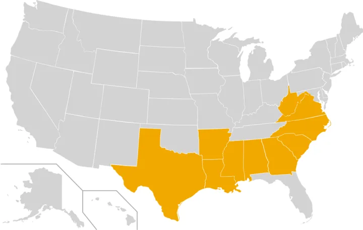 Sun Belt states map updated 2022