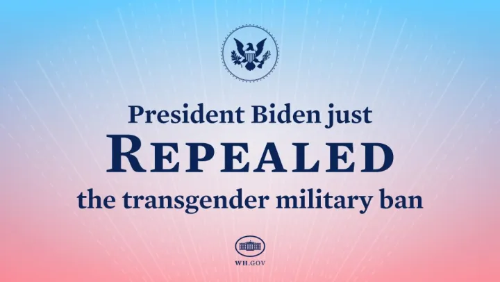 White House social media graphic about repealing transgender military ban