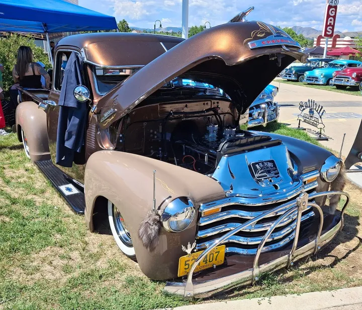 1953 Chevrolet 3100 pickup truck, brown, Bombs on the Rockies 2026-07-25