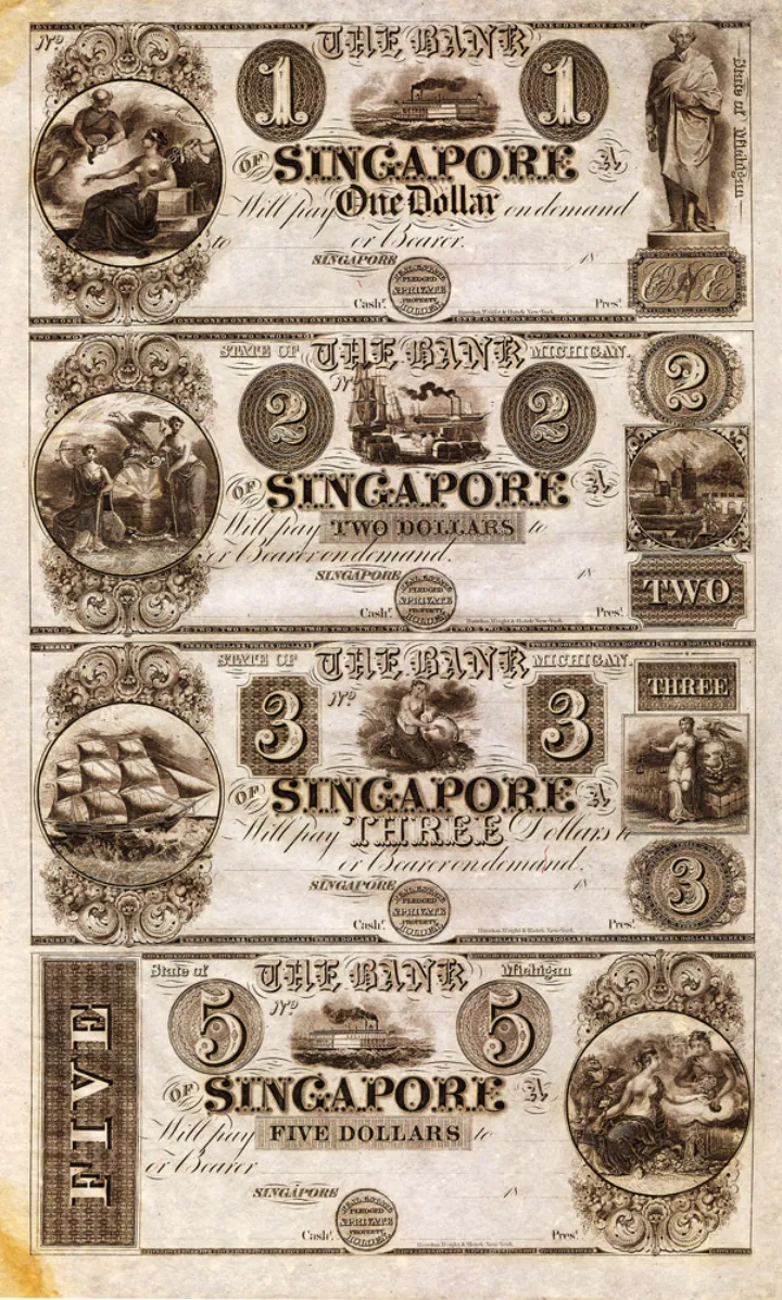 Dollar notes from Singapore, Michigan