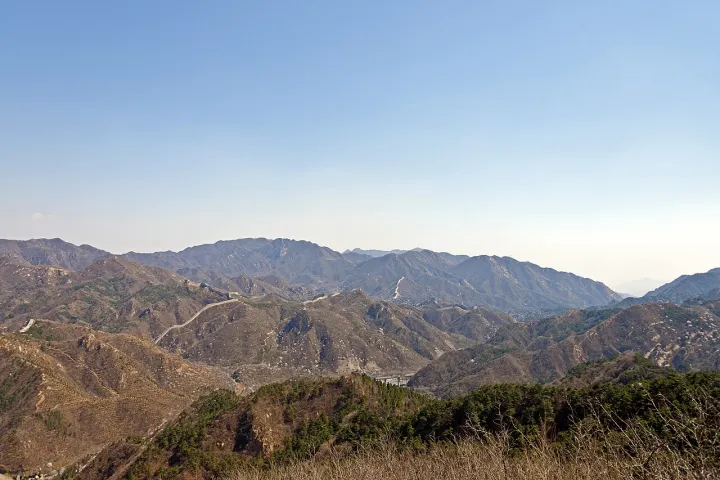 View east from Great Wall of China at Badaling