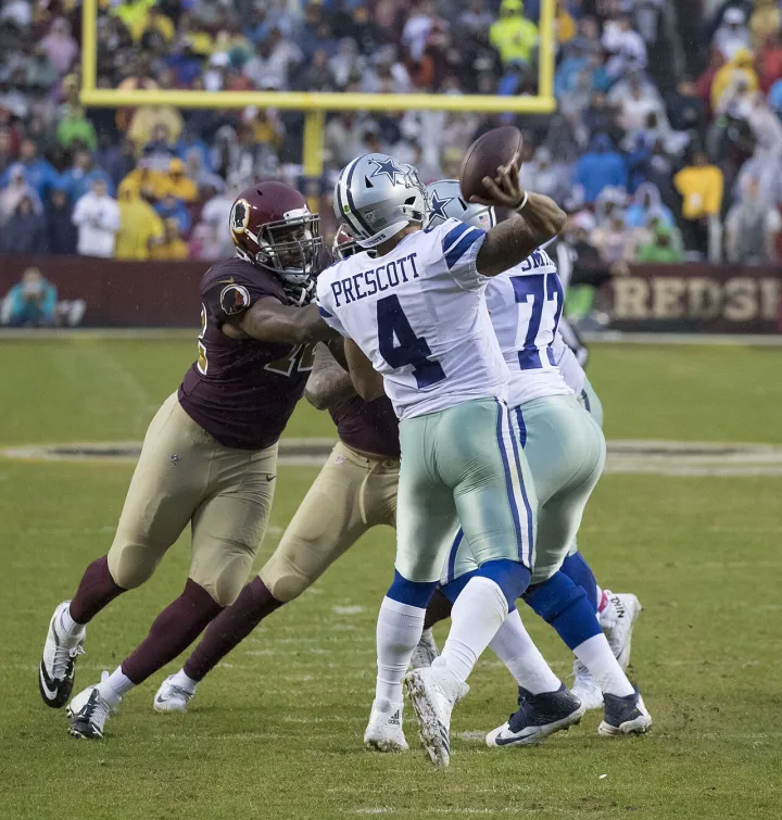 Dak Prescott passing vs Redskins 2017