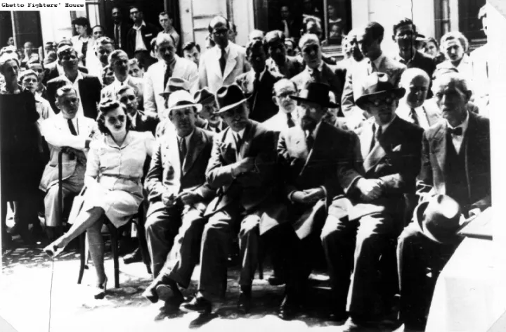 Jewish community activists in Bucharest at a Lag B'Omer celebration on the grounds of the Jewish community center there