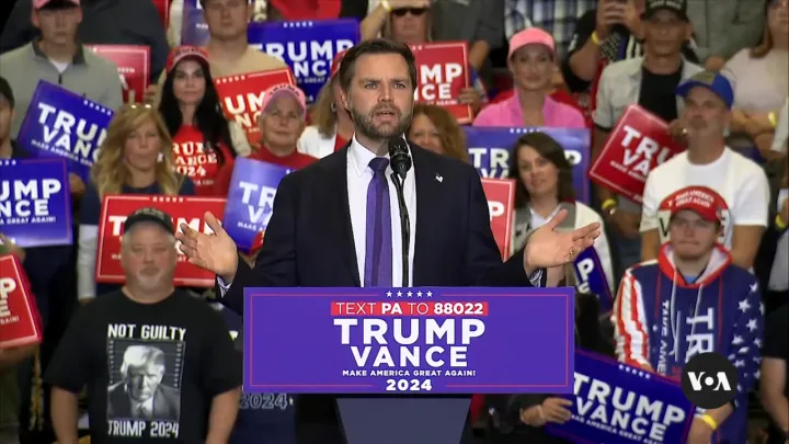 JD Vance speaking at a rally in Wilmington, North Carolina