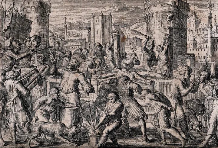 Soldiers dismembering, torturing killing civilians