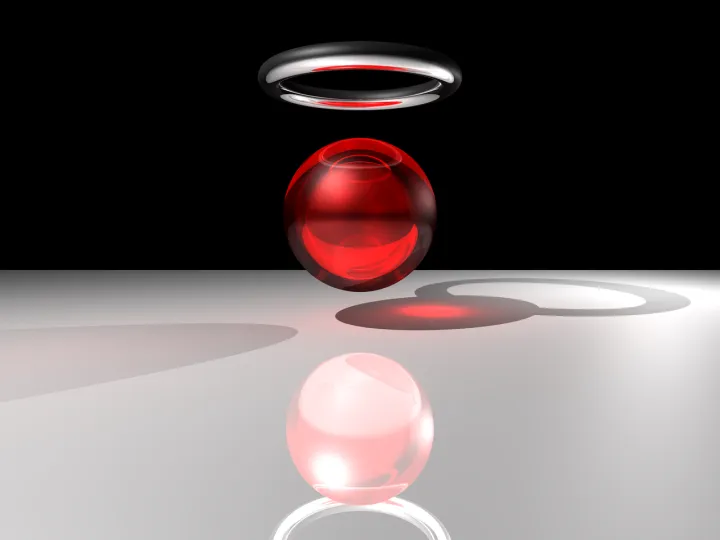 Raytraced red sphere with photon mapping