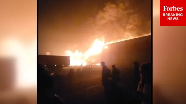 Ukrainian Strikes Target Russian Oil Refinery, Setting Russian Oil Refinery On Fire