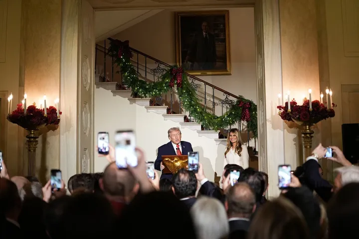 President Donald Trump and First Lady Melania Trump host a holiday reception, Friday, December 12, 2025 (F20251212AH-3001)