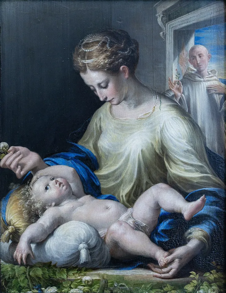 Madonna with Child and a monk - Parmigianino