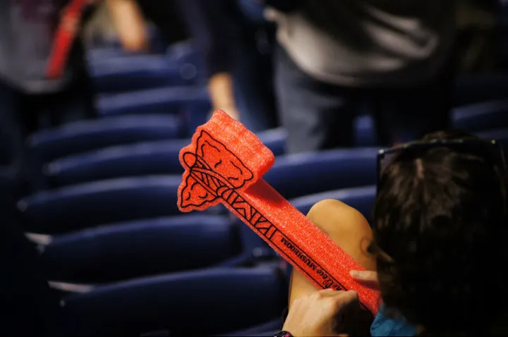 Atlanta Braves fan with tomahawk
