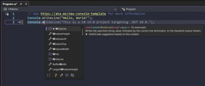 VS2025 IntelliCode + Copilot