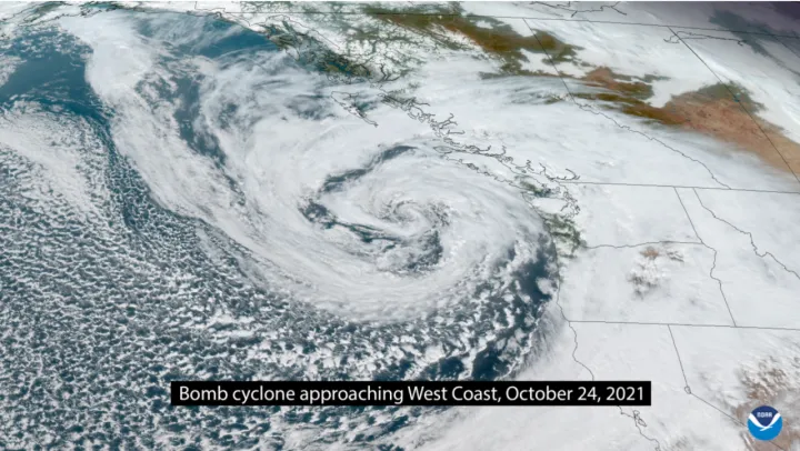 Bomb cyclone Pacific Northwest GOES-17 24 October 2021