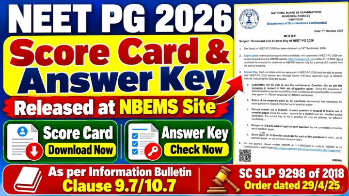 NEET PG 2026 Score Card & Answer key Released at NBEMS Site#nbems #mcc #neetpg2026