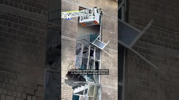 Russian drone strikes a school in Kyiv