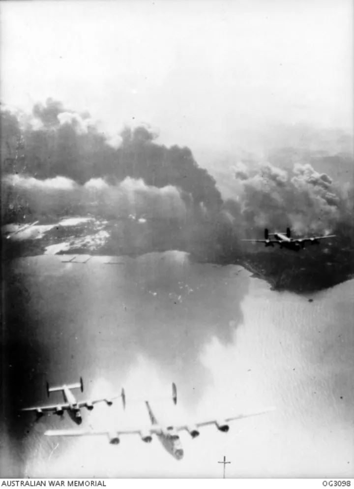 RAAF Liberators bomb oil facilities Balikpapan 1945