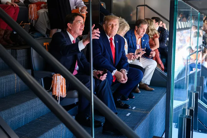 President Donald J Trump attends the NCAA football game between the Texas Longhorns and the Tennessee Volunteers, September 26, 2026 (P20260926DT-0616)